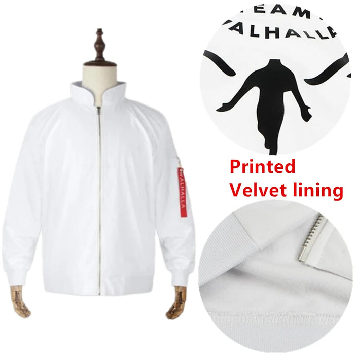 Tokyo Revengers Hanemiya Kazutora Anime Cosplay Costume Walhalla Coat Adult Unisex White Jacket Zipper Hoodies Cosplay Costumes