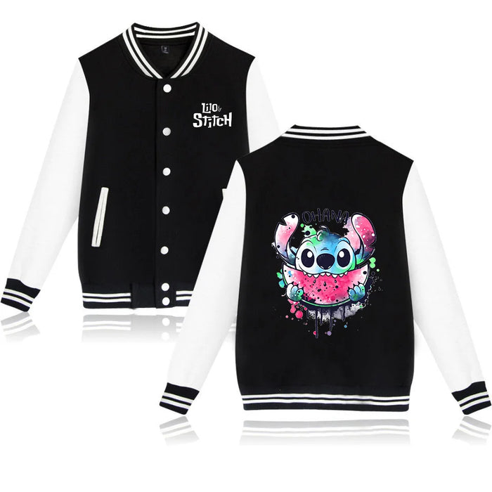 Disney Lilo Stitch Baseball Jacket Men Women Hip Hop Harajuku Jackets Streetwear Kids Boys Girls Loose College Coats