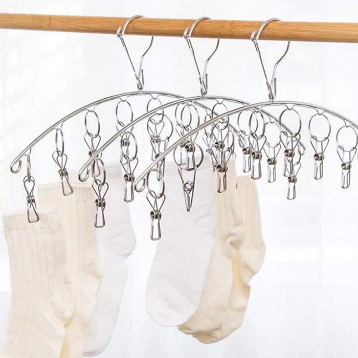 Clothes Drying Hanger with 32 Clips / 8 Clips Socks Underwear Drying Folding Laundry Hanging Rack