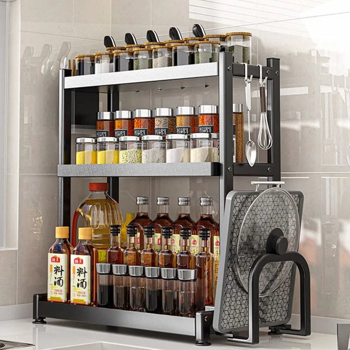 GIANXI Black Detachable Condiment Spice Display Cabinet Kitchen Sideboard Spice Tool Carrier Kitchen Cabinet Home Furniture