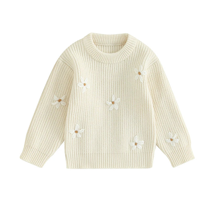 2023-09-05 Lioraitiin 0-24M Newborn Baby Girls Sweaters Clothes Toddler Flower Embroidery Knitted Loose Jumpers Tops Costume