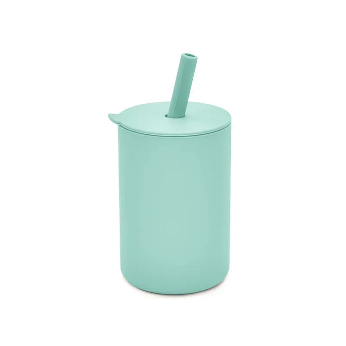 Baby Silicone Feeding Training Cutlery Liquid Straw Cup Kids Learning Cup Double Handle Straw Cup BPA Free Toddler Kettle