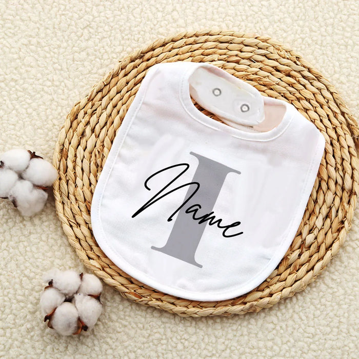 Personalised Baby Bib Bibs Custom Initial with Name Boys Cotton Infant Saliva Towel Letter Print Bib Baptism Baby Shower Gifts
