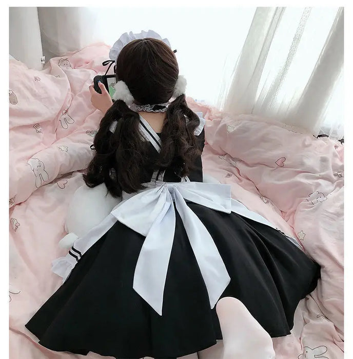 Black White Lolita Maid Girls Women Lovely Cosplay Costume Outfit Dress Sexy French Apron Servant Uniform Exotic CafeMaid 4XL