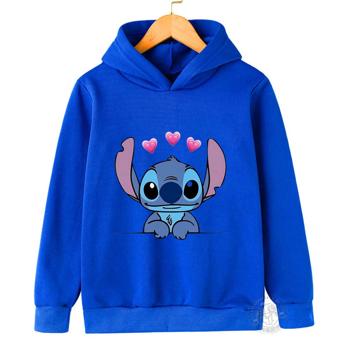 Children Hoodies Stitch Kawaii Fashion Pullover Sweatshirt Anime Manga Cartoons Girls Boy Kids autumn Casual Clothes Tops
