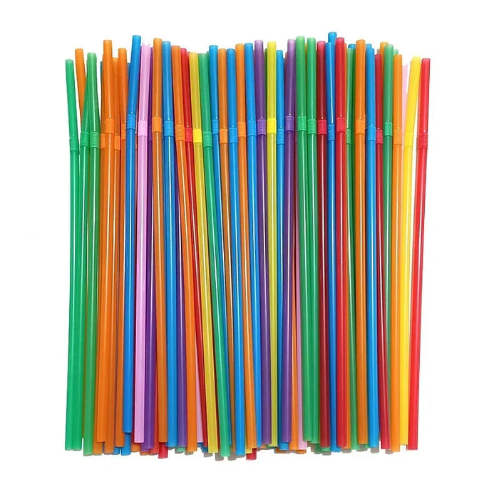 100/50Pcs Drinking Plastique Straws Colorful Flexible Wedding Party Supplies Plastic Drinking Plastico Straws