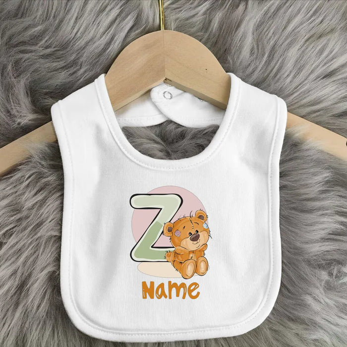 Personalised Baby Bibs Custom Initial Wite Name Boy Girl Cotton Bib  Newborn Saliva Towel Cute Bear Print Bib Baby Shower Gift