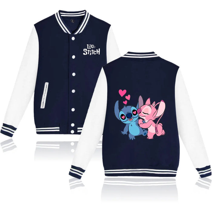 Disney Lilo Stitch Baseball Jacket Men Women Hip Hop Harajuku Jackets Streetwear Kids Boys Girls Loose College Coats