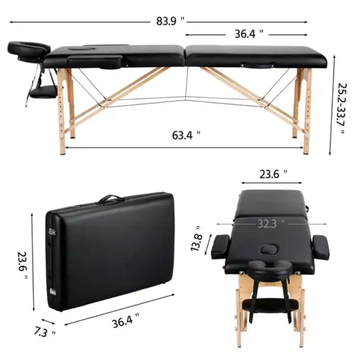 84'' 2 Section Portable Massage Table Professional Facial Bed  Esthetician Lash Beds Ergonomic Folding - Adjustable Height
