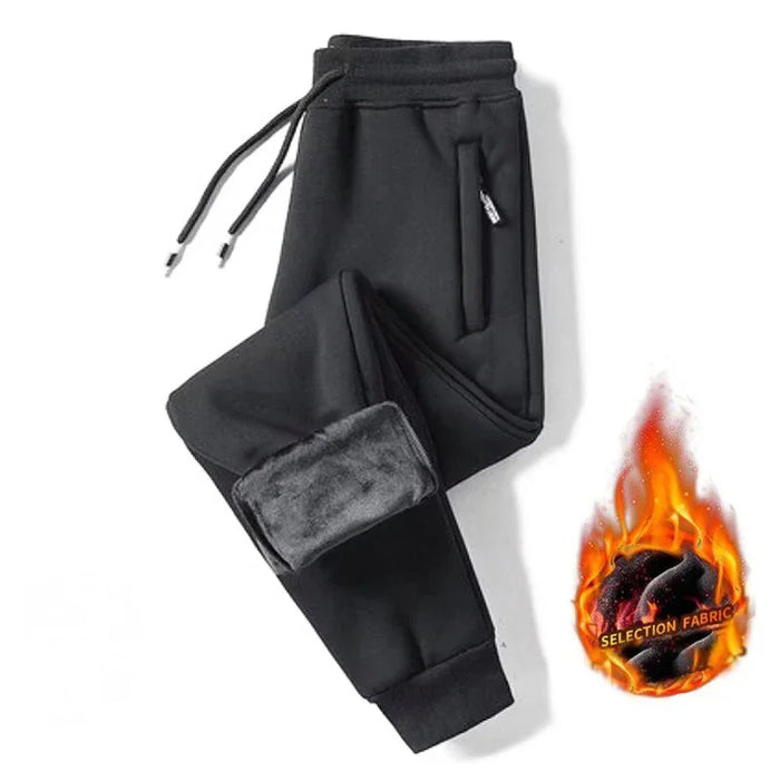 Winter Pants Men Fur Lined Joggers Thick Sweatpants Drawstring Trousers Men Fleece Running Pants Warm Velvet Ankle-Tied Pants