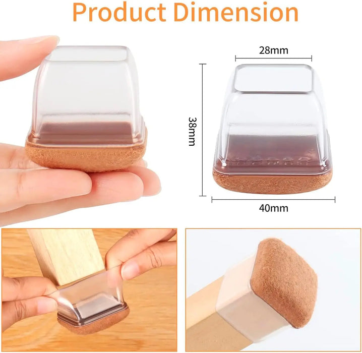 Table Chair Leg Protector Covers Thick Rubber Felt Bottom Furniture Pads Floor Protectors Feet Caps No Scratches Reduce Noice