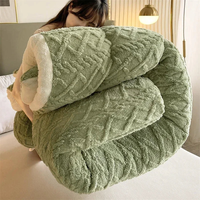 Winter Bedding Thick Quilt Blanket Thickened Warm Flannel Fleece Comforter for Cold Nights Set Bed Duvets Quilts the Blankets