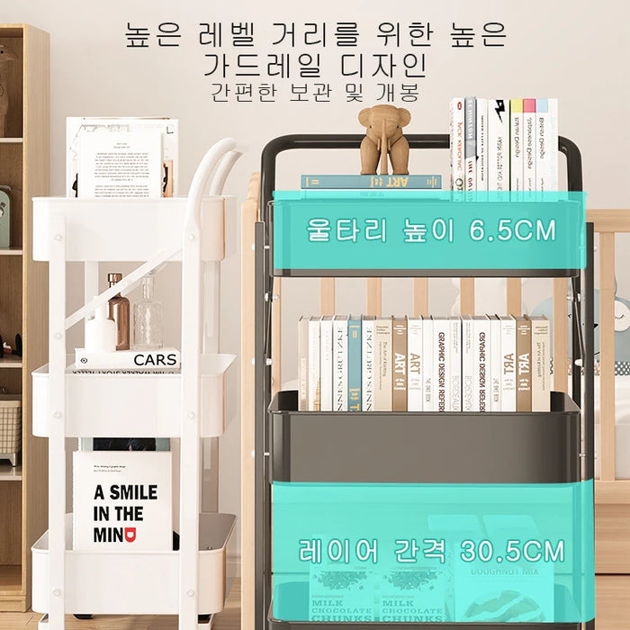 Household Folding Trolley Storage Rack Multifunction Multi-Layer Storage Snack Rack Kitchen Living Room Bathroom Storage Shelf