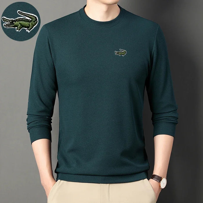 High quality Men's Long Sleeve T-shirt Spring And Autumn Cotton Embroidered Polo Shirt Lapel Men's Clothing Base Shirt Loose