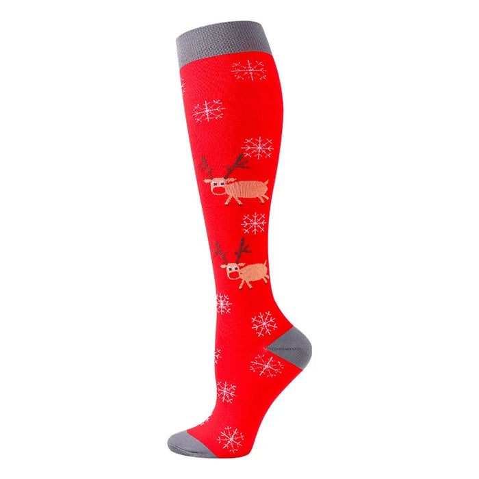 Medical Knee High Running Cycling 20-30 Mmhg Women Sport Sock ONE Pair Nurse Christmas Compression Socks Running