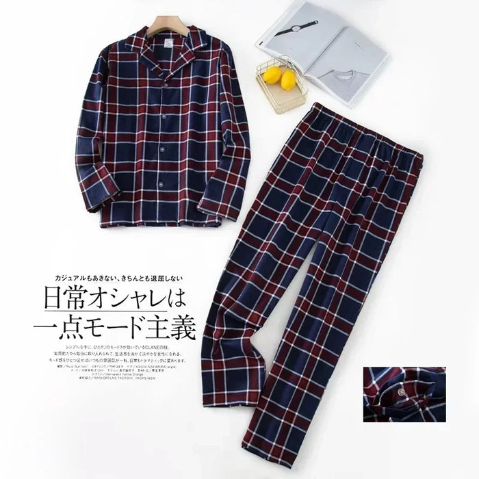 Men's Home Suits Long-sleeved Trousers Suits for Autumn and Winter Pijamas for Men Flannel Plaid Design Pajamas for Men