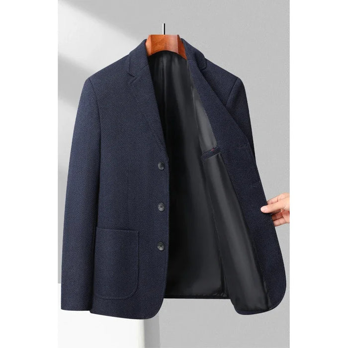 2023  New Men's Fashion Business Korean Gentleman Wool Gentleman Trend Slim Hong Kong Style British Style Casual Wedding Blazer