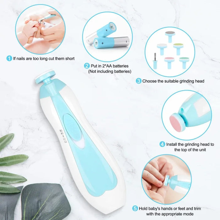 Baby Electric Nail Trimmer Set Kids Nail File Clippers Toes Fingernail Cutter Trimmer Newborn Manicure Set Baby Nail Care Tools