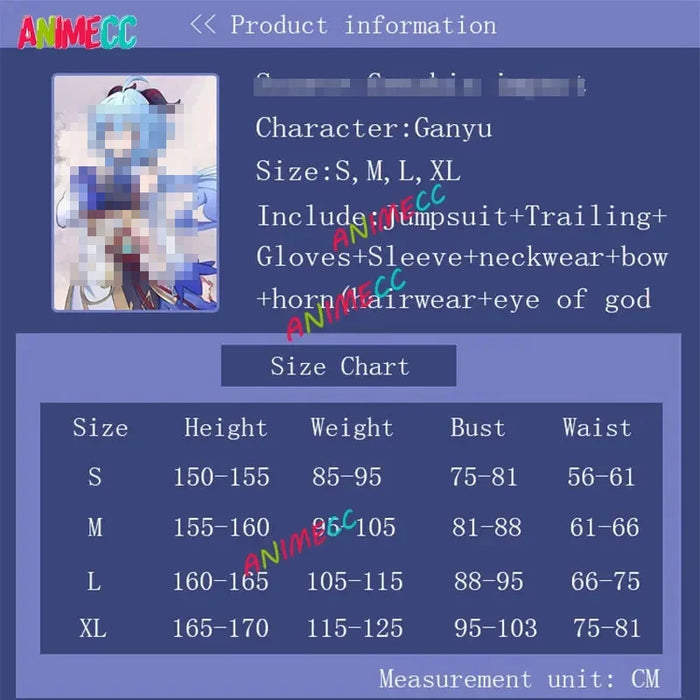 ANIMECC in Stock Ganyu Genshin Impact Gan Yu Cosplay Costume Wig Horns Anime Game Sexy Jumpsuit Halloween Party Outfit for Women