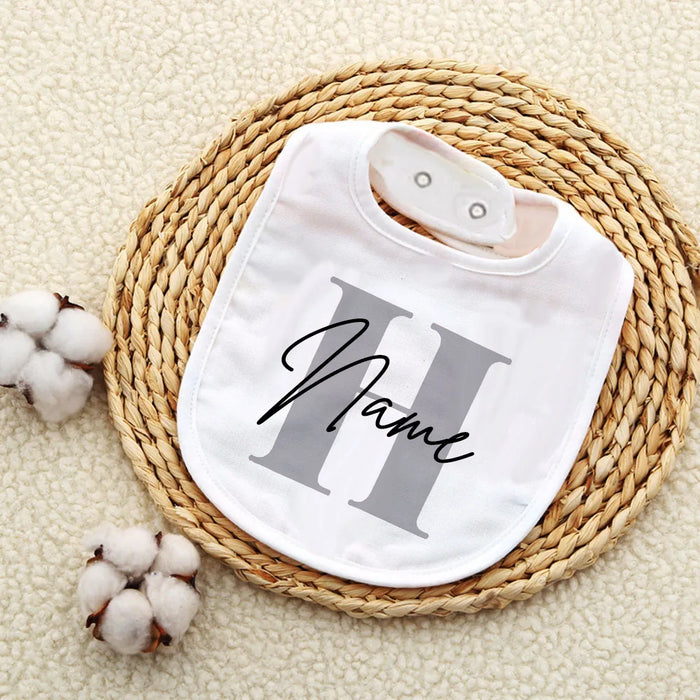 Personalised Baby Bib Bibs Custom Initial with Name Boys Cotton Infant Saliva Towel Letter Print Bib Baptism Baby Shower Gifts