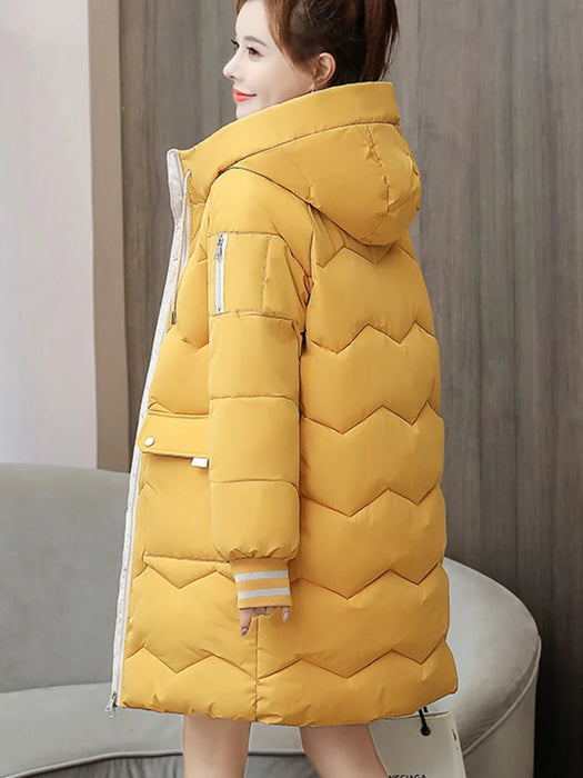 2023 Autumn Winter Women Jacket Coats Long Parkas Thick Warm Jackets Windproof Casual Coat Female Down Cotton Hooded Overcoat