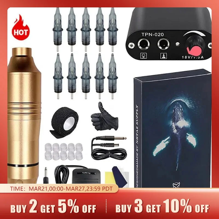 MiniTattoo Power Pen Motor Tattoo Machine Set Tattoo Pen Set Professional Motor Tattoo Machine Tattoo Set Tattoo Machin