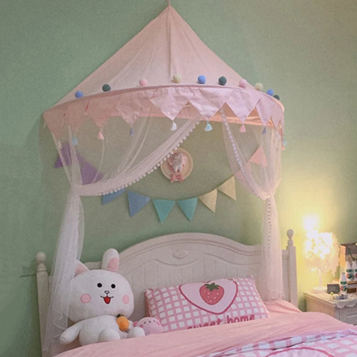 Kids Teepee Tents Children Play House Castle Cotton Foldable Tent Canopy Bed Curtain Baby Crib Netting Girls Boy Room Decoration