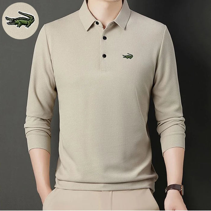High quality Men's Long Sleeve T-shirt Spring And Autumn Cotton Embroidered Polo Shirt Lapel Men's Clothing Base Shirt Loose