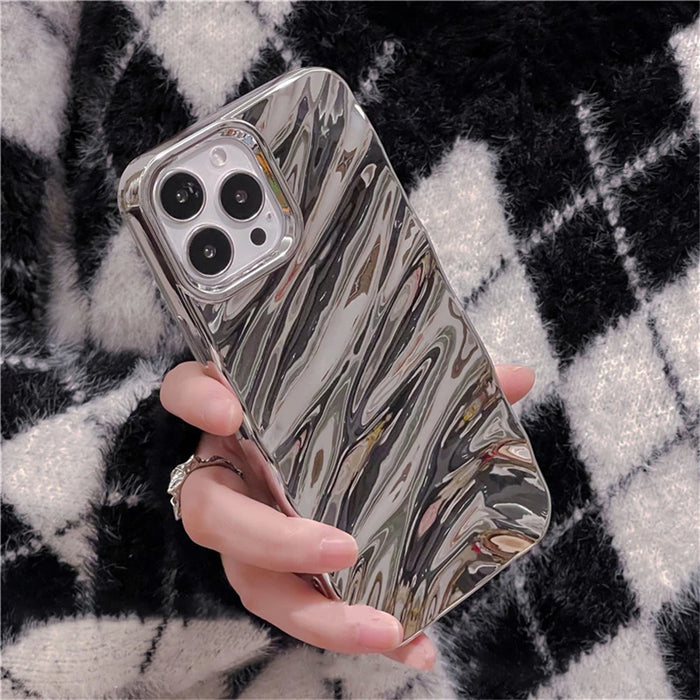 Luxury 3D Silver Silk Pattern Phone Case For iphone 14 13 11 12 Pro Max X XS XR 7 8 Plus SE 3 Brief Shockproof Soft Back Cover