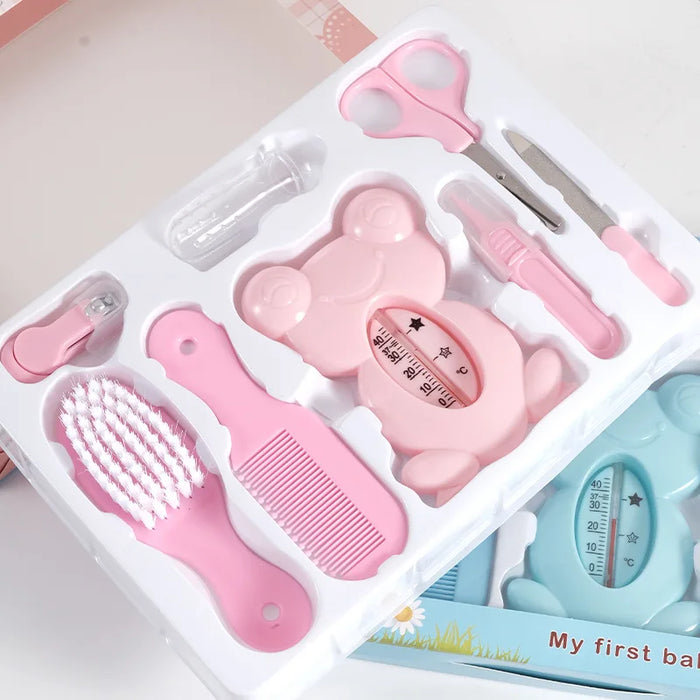 13Pcs/set Newborn Baby Care Kit Kid Toiletries Baby Kids Nail Hair Health Care Thermometer Grooming Brush Kit Clipper Scissor
