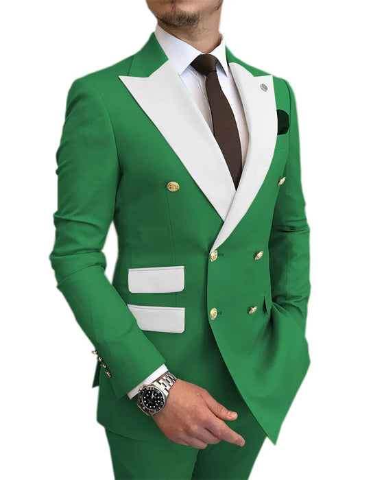 Costumes Pour Hommes Light Blue Smoking Jacket Pants Gold Buttons Party Tuxedo Dress Double Breasted Men Suits For Wedding Groom