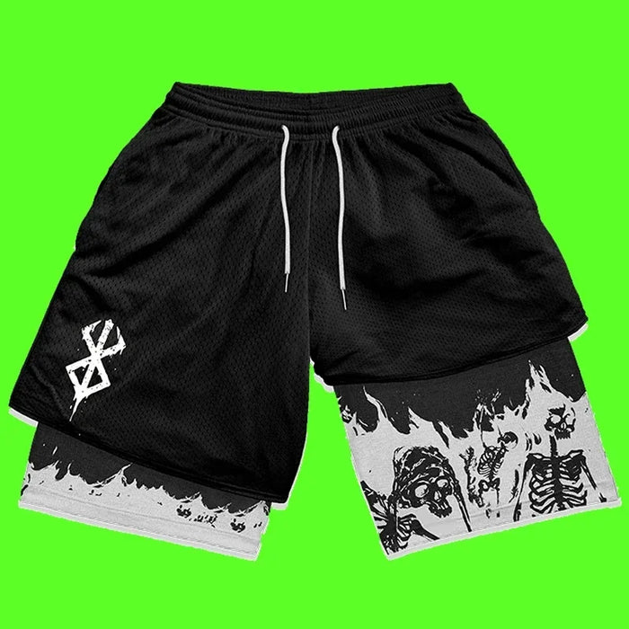 Y2K Summer Men Streetwear Anime High Waist Oversize Breathable Gym Short Pants Training Fitness Workout Track Shorts Clothes