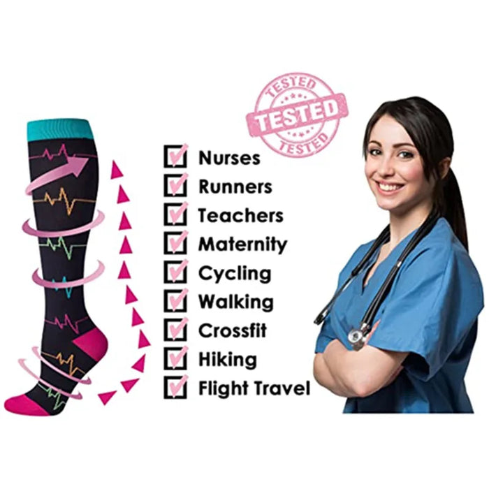 Compression Socks Men's Varicose Veins Diabetes Women's Long Tube Sports Socks Running Riding Medical Nurse Blood Circulation