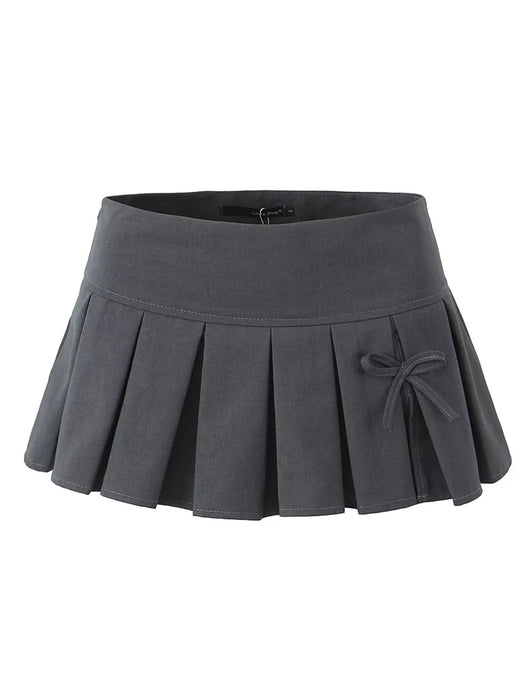 Chu Sau beauty 2024 Women Spring Fashion Hot Sweet Super Short Skirt Sexy Low Waist Bow Tied Mini Skirts Chic Slim Pleated Skort