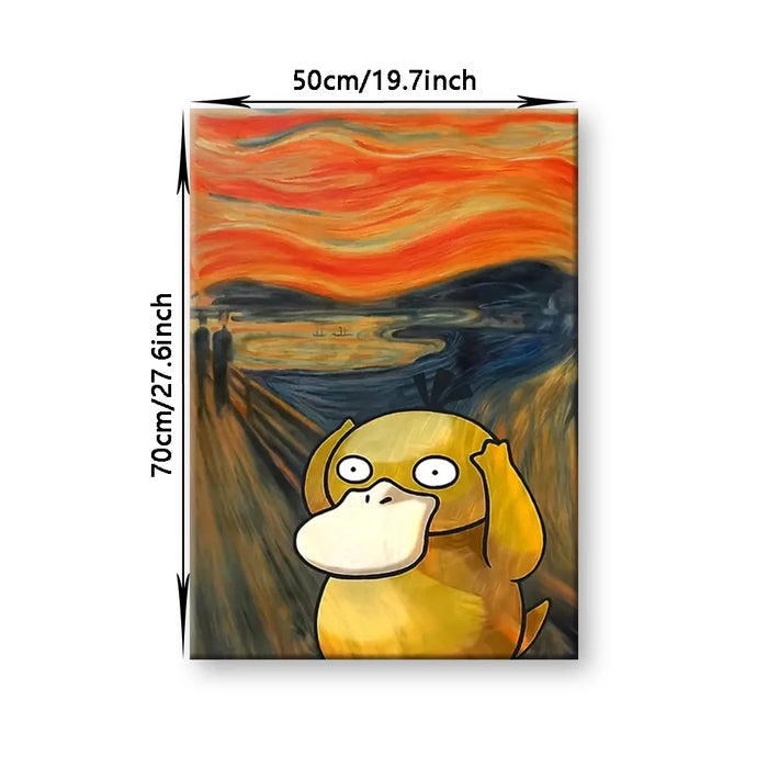 Potdemiel Poster Pikachu Magby Canvas Wall Art Print Japanese Anime Decorative Painting for Kids Room Wall Decor Gift for Friend