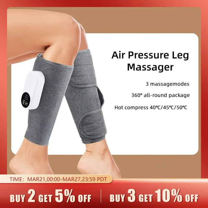 Leg Massager 360° Air Pressure Calf Massager Presotherapy Machine Household Massage Device Hot Compress Relax Leg Muscles