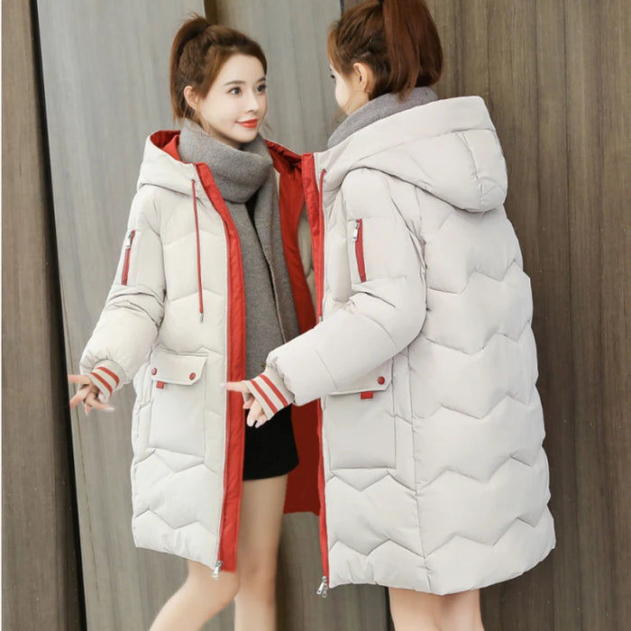 2023 Autumn Winter Women Jacket Coats Long Parkas Thick Warm Jackets Windproof Casual Coat Female Down Cotton Hooded Overcoat