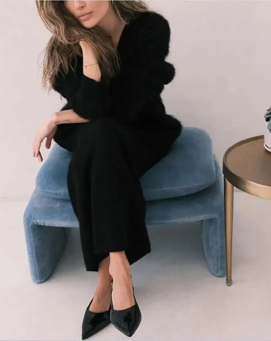 Hirsionsan Elegant Long Sleeve Sweater Women 2023 New Single-Breasted Female Casual Cardigan Soft Flexible Knitted Outwear