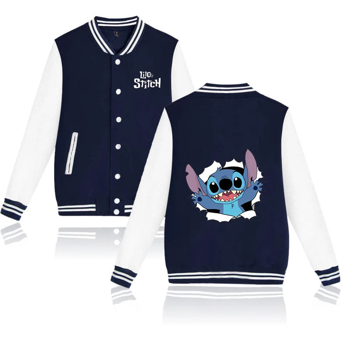 Disney Lilo Stitch Baseball Jacket Men Women Hip Hop Harajuku Jackets Streetwear Kids Boys Girls Loose College Coats