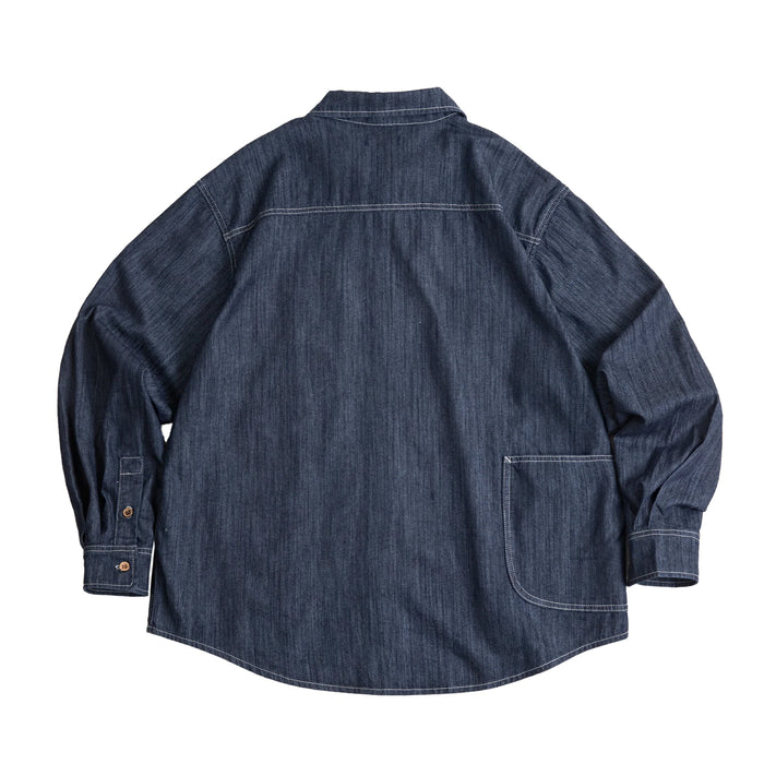 Maden 2023 Vintage Large Pockets Washed Denim Shirt Men's Casual 240g Button Down Long Sleeve Shirts Amekaji Loose Workwear Tops