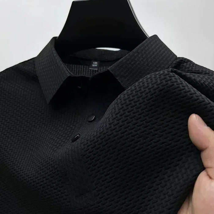 Upto 5XL Summer New Men's Lop-up Hollow Short-sleeved Polo Shirt Ice Silk -VIP Link