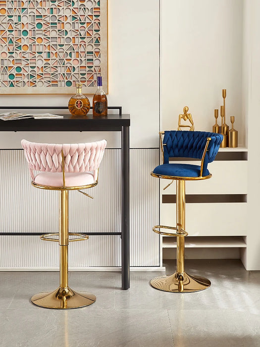 Rotating Lifting Bar Chair, High Foot Stool, Nordic Furniture, Backrest, Velvet Bar Stool, Bar Stools For Kitchen, Counter Stool