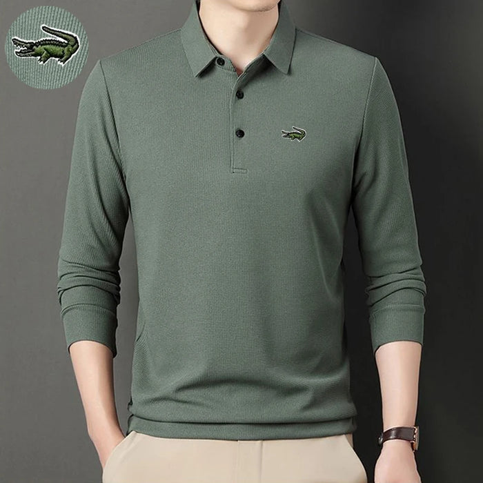 High quality Men's Long Sleeve T-shirt Spring And Autumn Cotton Embroidered Polo Shirt Lapel Men's Clothing Base Shirt Loose