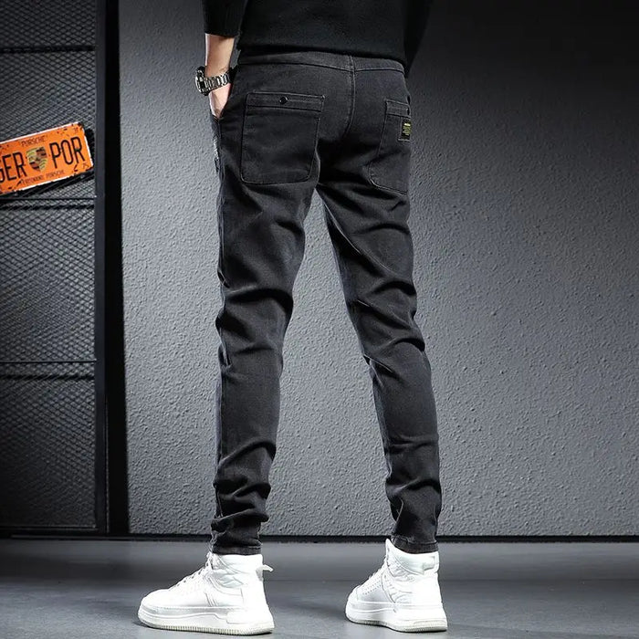 Autumn Winter Baggy Jeans Man Brushed Thicken Wool Plush Cowboy Black Korean Designer Clothing Cargos Drawstring Slim Trousers
