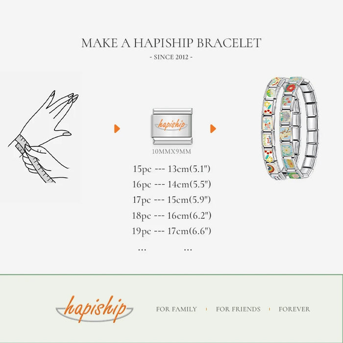 Hapiship 2023 New Fashion Shiny Flower House Skirt Charm Italian Links Fit 9mm Bracelet Stainless Steel Making Jewelry DJ666-B