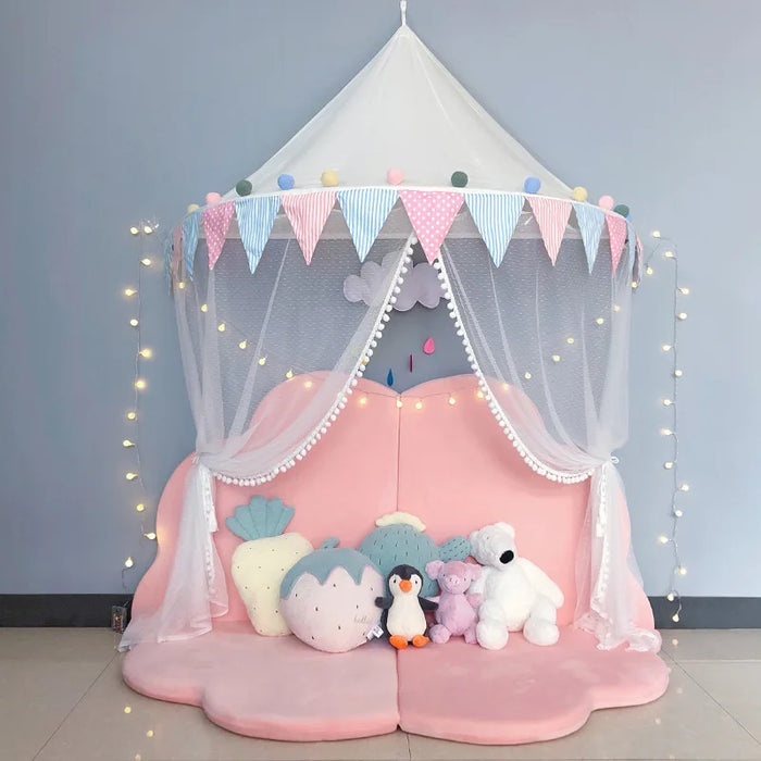 Kids Teepee Tents Children Play House Castle Cotton Foldable Tent Canopy Bed Curtain Baby Crib Netting Girls Boy Room Decoration