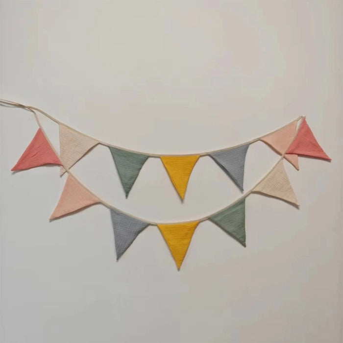 Cotton Bunting Banner Triangle Flags Baby Garland Flag for Baby Shower Party Decor Newborn Photography Props Hanging Banner