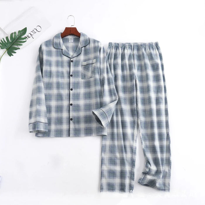 Men's Home Suits Long-sleeved Trousers Suits for Autumn and Winter Pijamas for Men Flannel Plaid Design Pajamas for Men