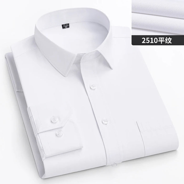 Autumn Men Office Shirt Long Sleeve Loose Plus Size 10XL 11XL 9XL Formal Dress Shirts Business Blue Black Solid Patchwork 160KG
