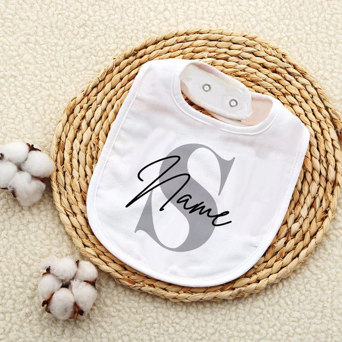 Personalised Baby Bib Bibs Custom Initial with Name Boys Cotton Infant Saliva Towel Letter Print Bib Baptism Baby Shower Gifts